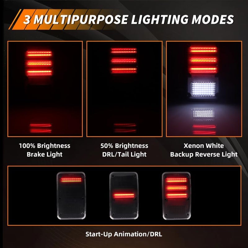MOTRUM Tail Light Compatible with Dodge Truck Van 1978-1993, [DOT] Red LED Taillight Lamps, White Backup Reverse Lights, Replace OEM #4057973 4057972 | CH2808102 CH2809102, 1 Pair, Smoked Lens - Image 3